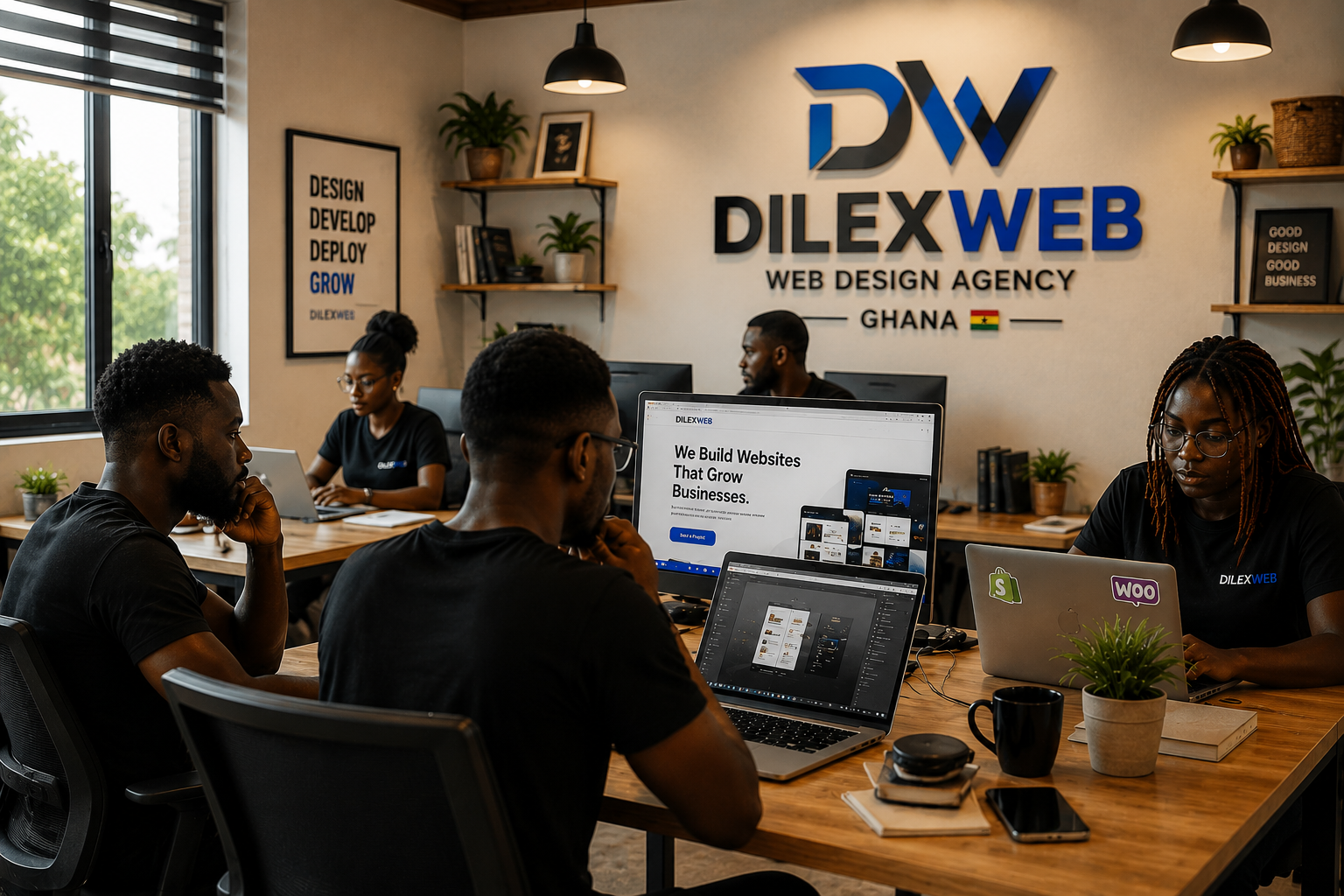 Modern African web design agency team collaborating